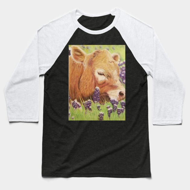 Cow Baseball T-Shirt by teenamarie23art